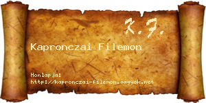 Kapronczai Filemon névjegykártya