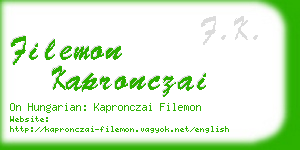 filemon kapronczai business card